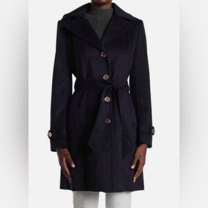 MICHAEL Michael Kors Missy Belted Wool Blend Trench Coat Medium